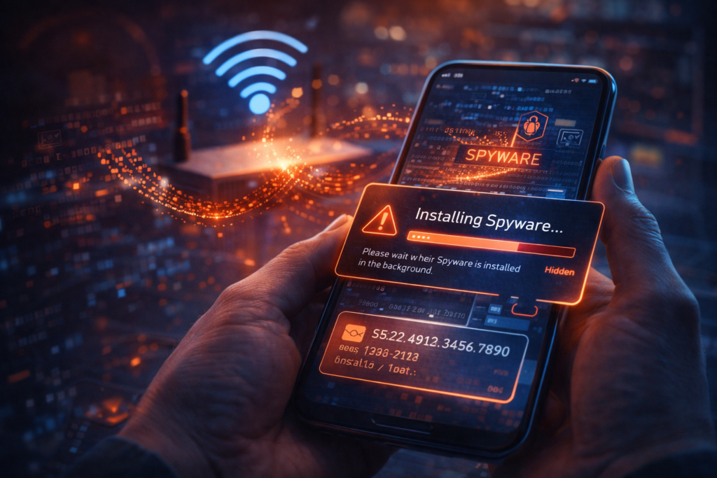 public WiFi dangers: Spyware installation over public Wi-Fi