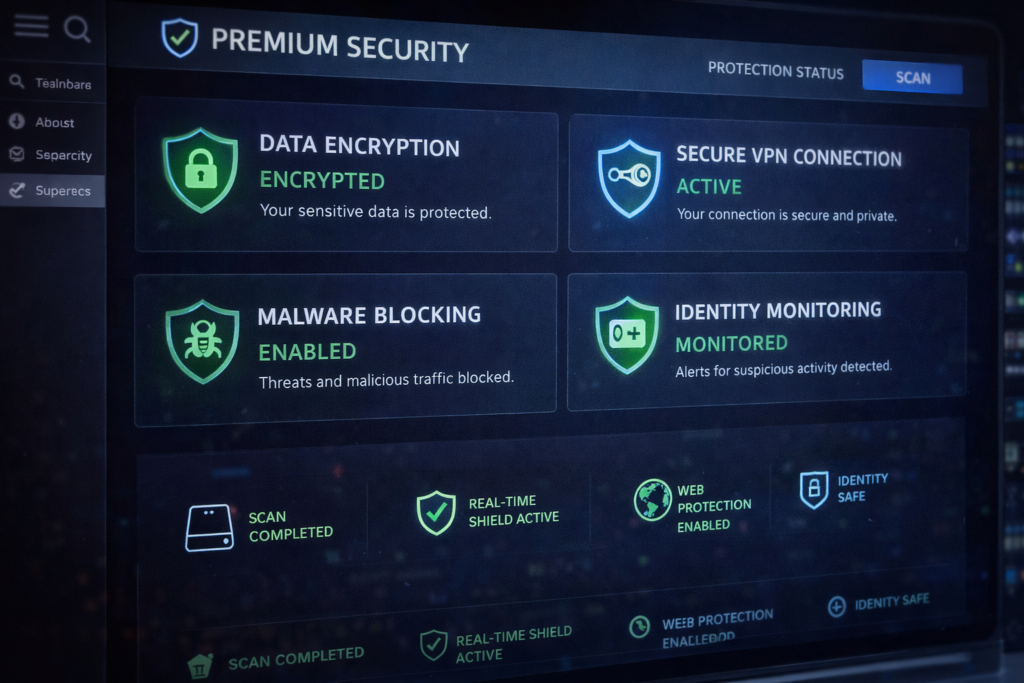 public WiFi dangers: Premium security dashboard interface