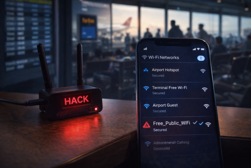 public WiFi dangers: Wi-Fi hack in the terminal