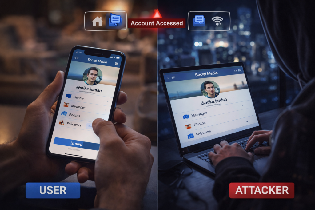 Public WiFi dangers: Social media access from two sides