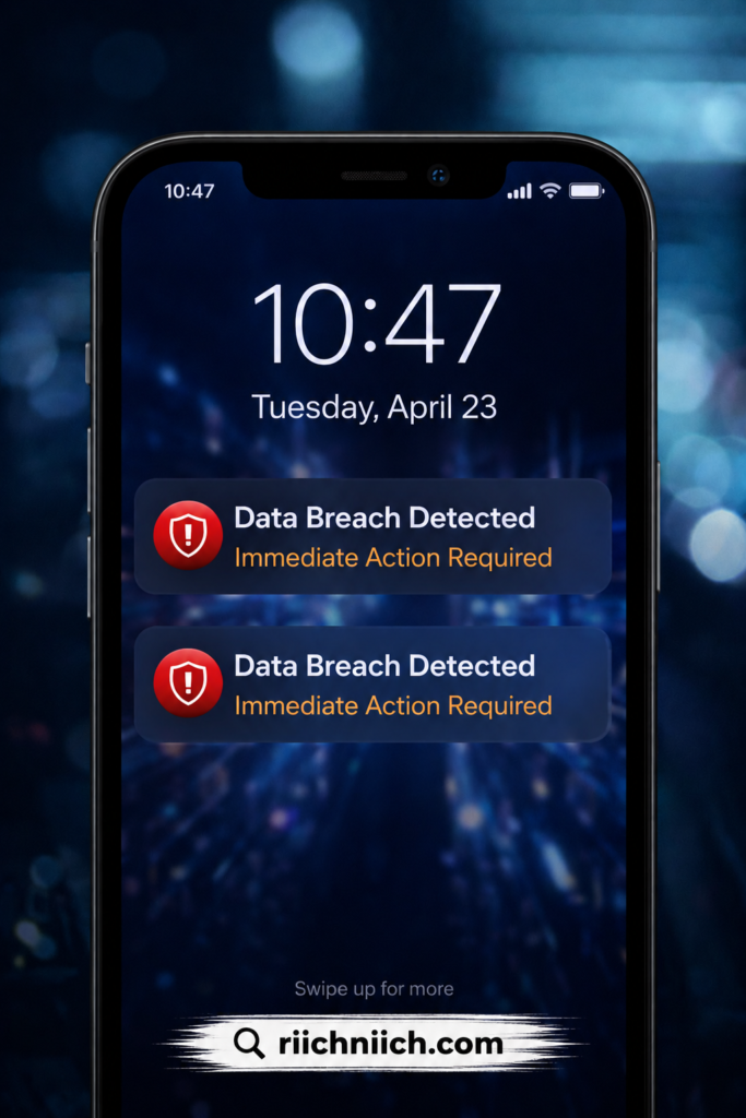 Coveron Review: Smartphone lock screen with data breach alerts