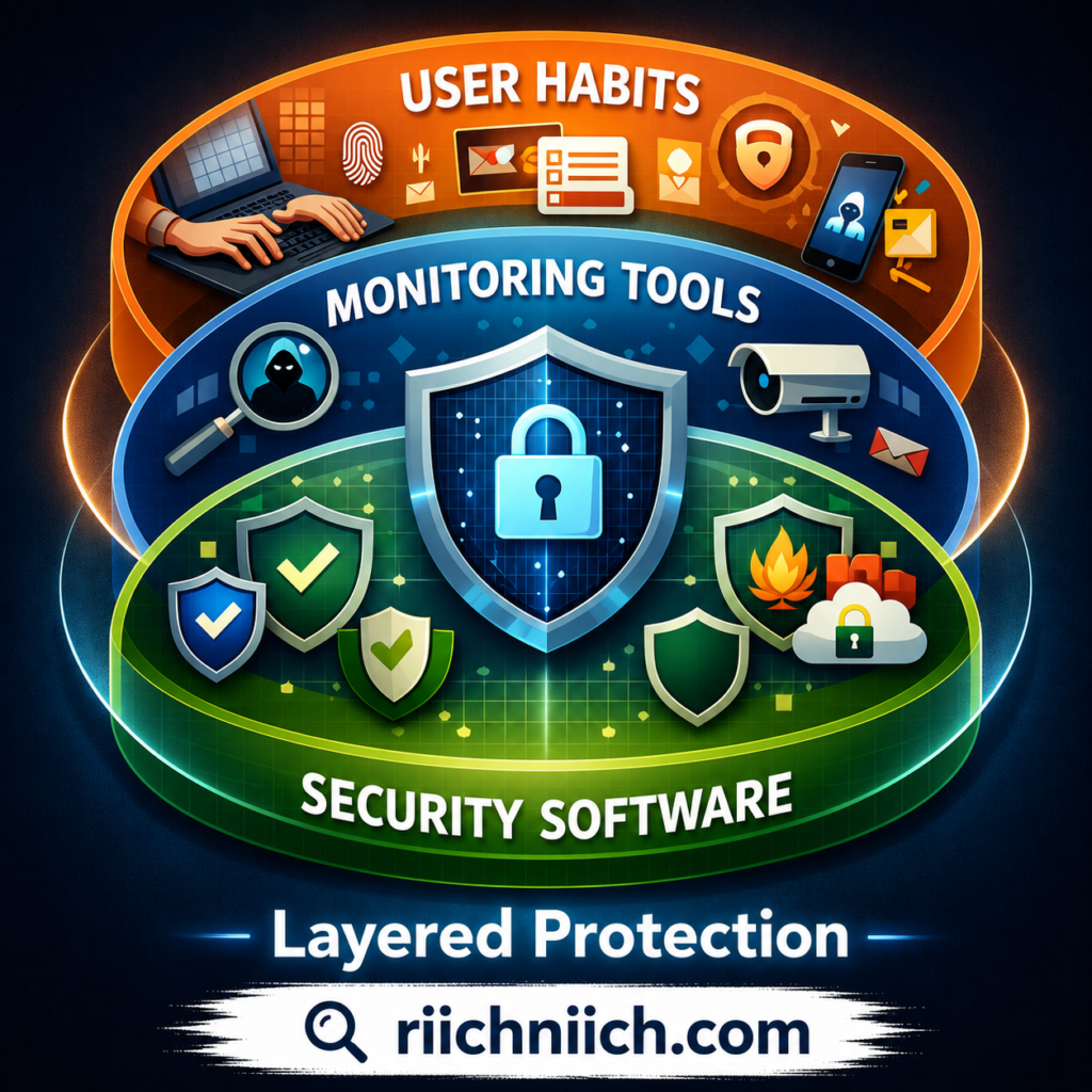 Coveron Review: Layered protection cybersecurity infographic