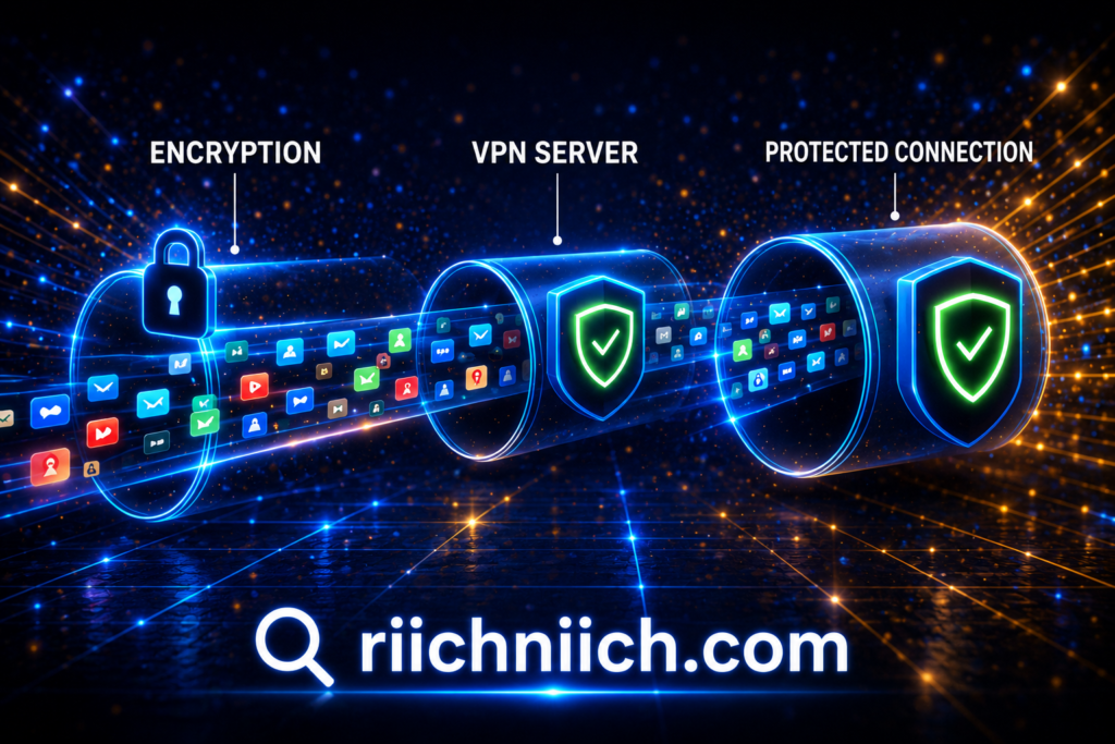NordVPN vs Surfshark: VPN security pipeline with glowing data