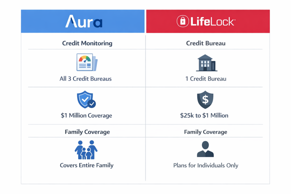 Aura vs LifeLock: Aura vs LifeLock comparison infographic