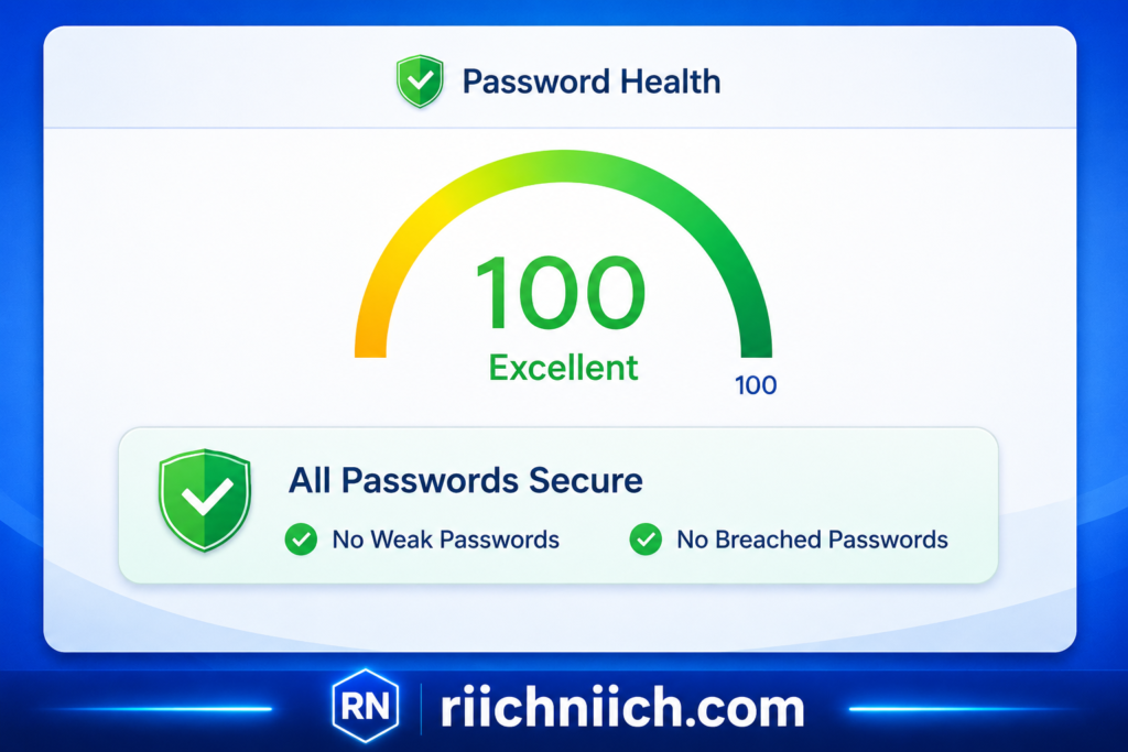best password managers: Password health dashboard mockup