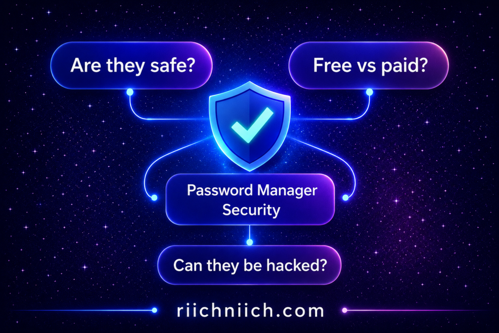 best password managers: Neon security concept in space