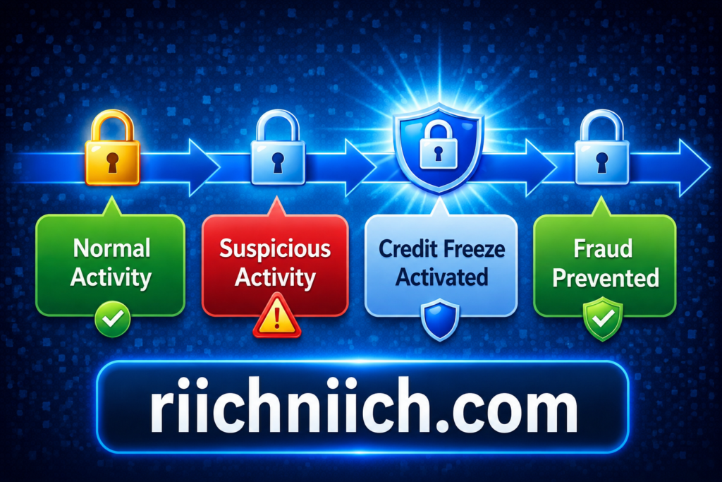 credit freeze vs credit lock: Cybersecurity process flow infographic