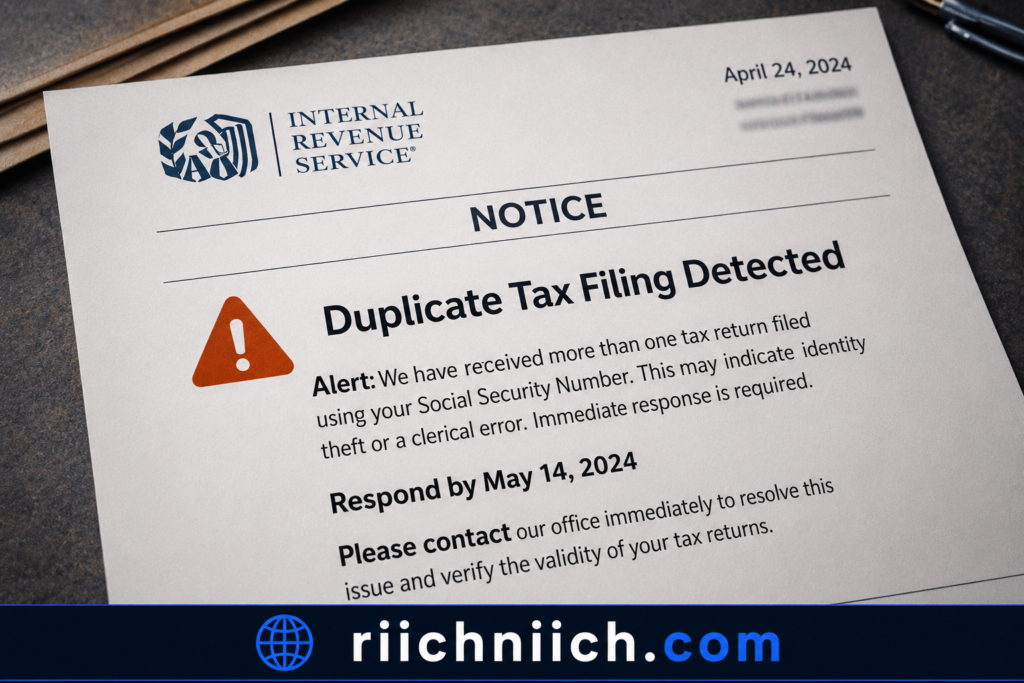 how hackers get your personal data: IRS duplicate filing alert notice