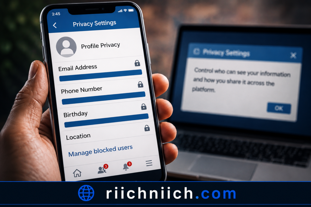 how hackers get your personal data: Privacy settings on smartphone and laptop