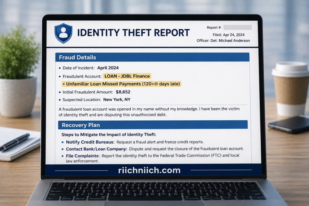 what to do immediately if your identity is stolen: Identity theft report in office setting