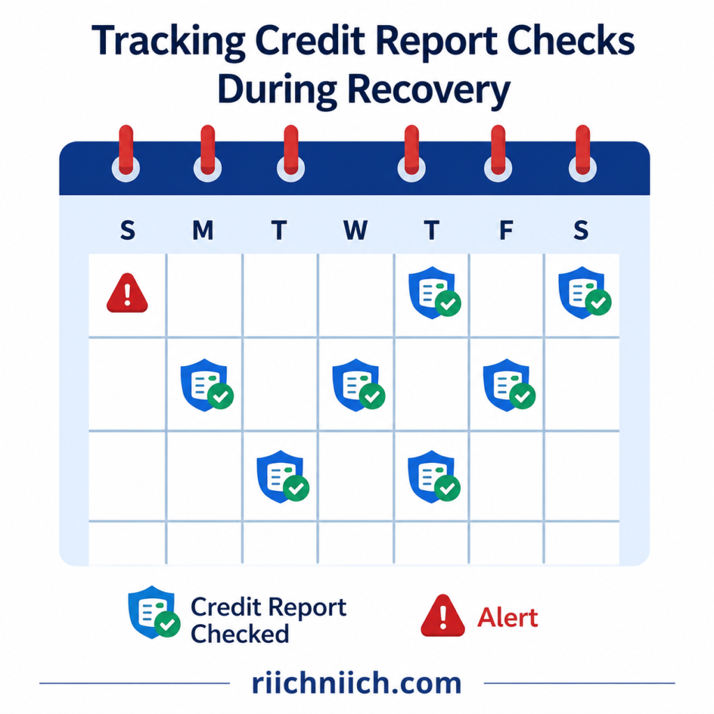 what to do immediately if your identity is stolen: Tracking credit report progress infographic