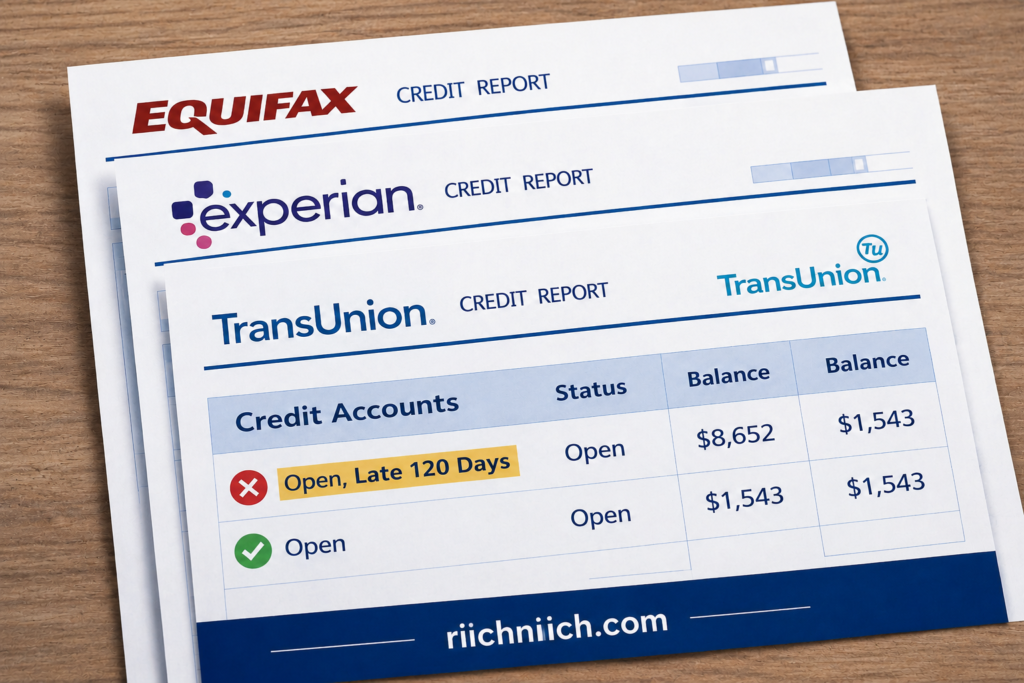 what to do immediately if your identity is stolen: Credit reports on wooden desk