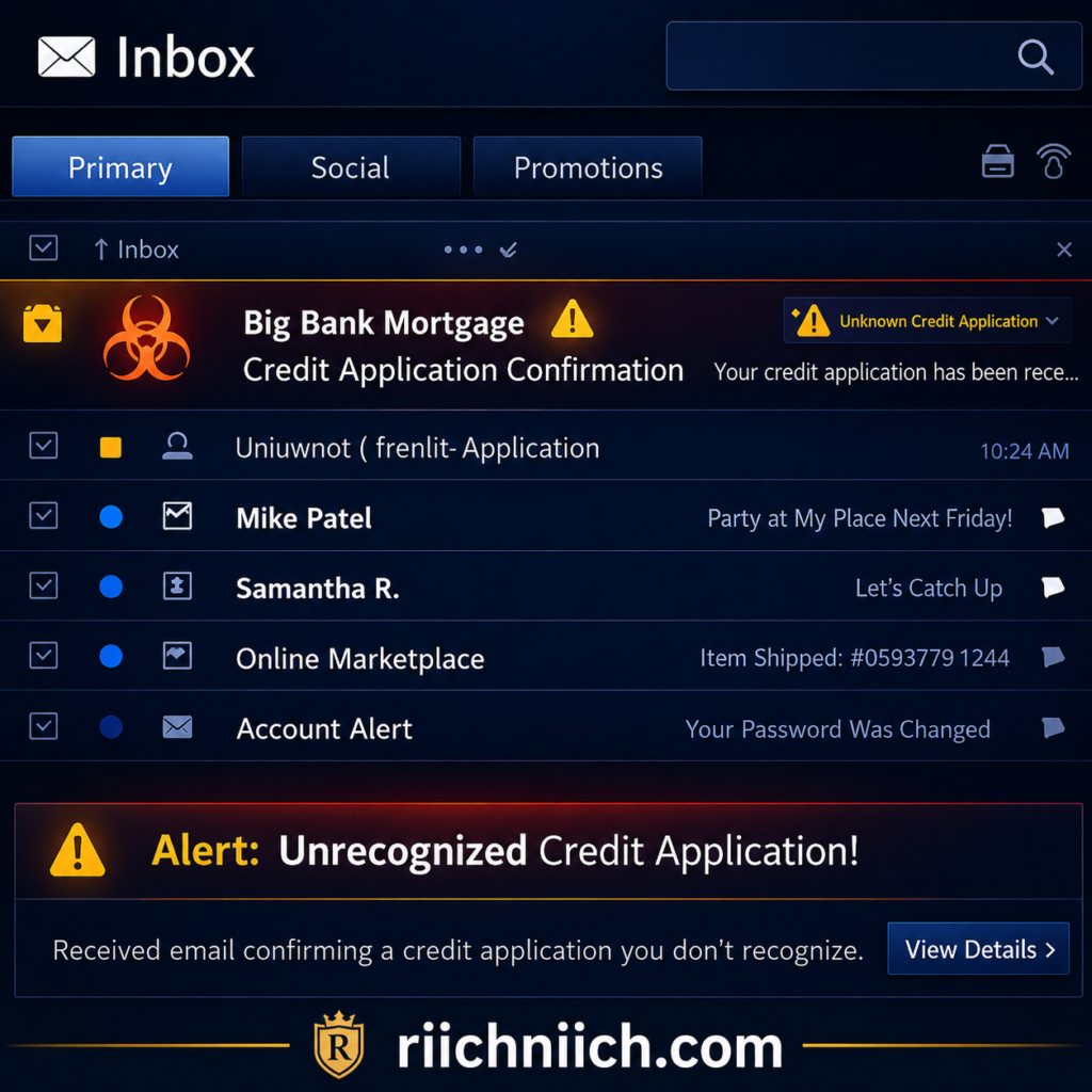 13 warning signs someone stole your identity: Modern email interface with alerts