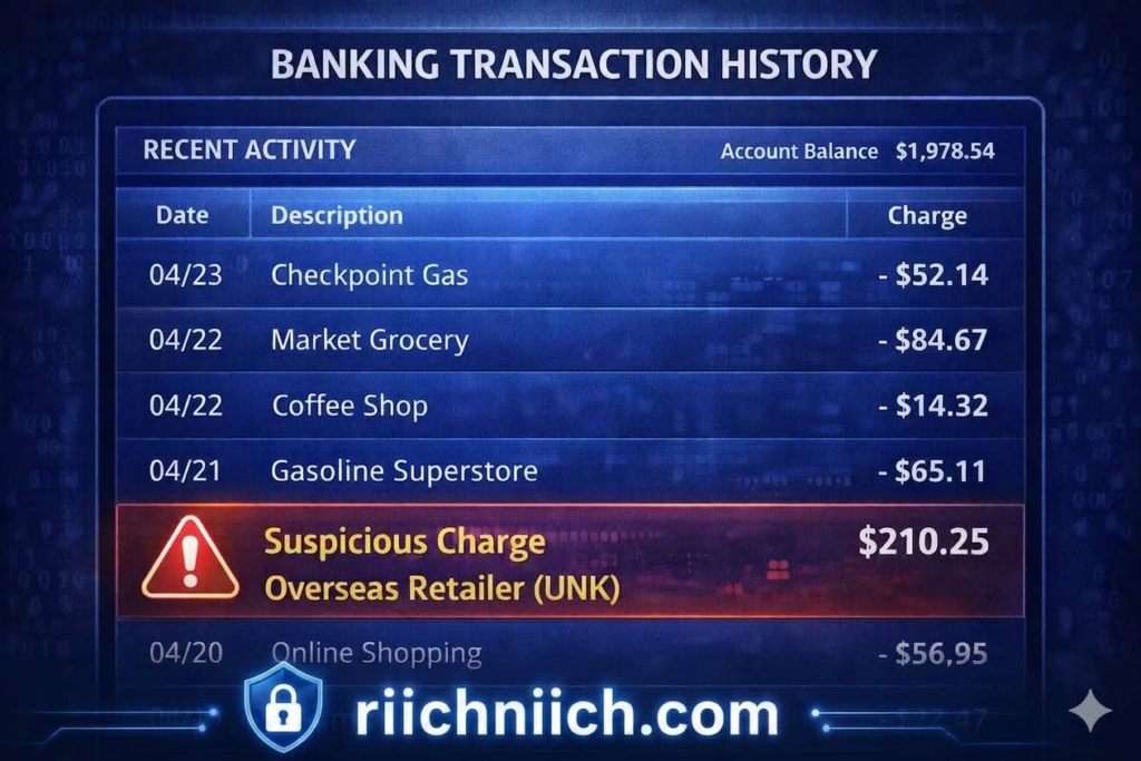 how identity theft happens: banking transaction history