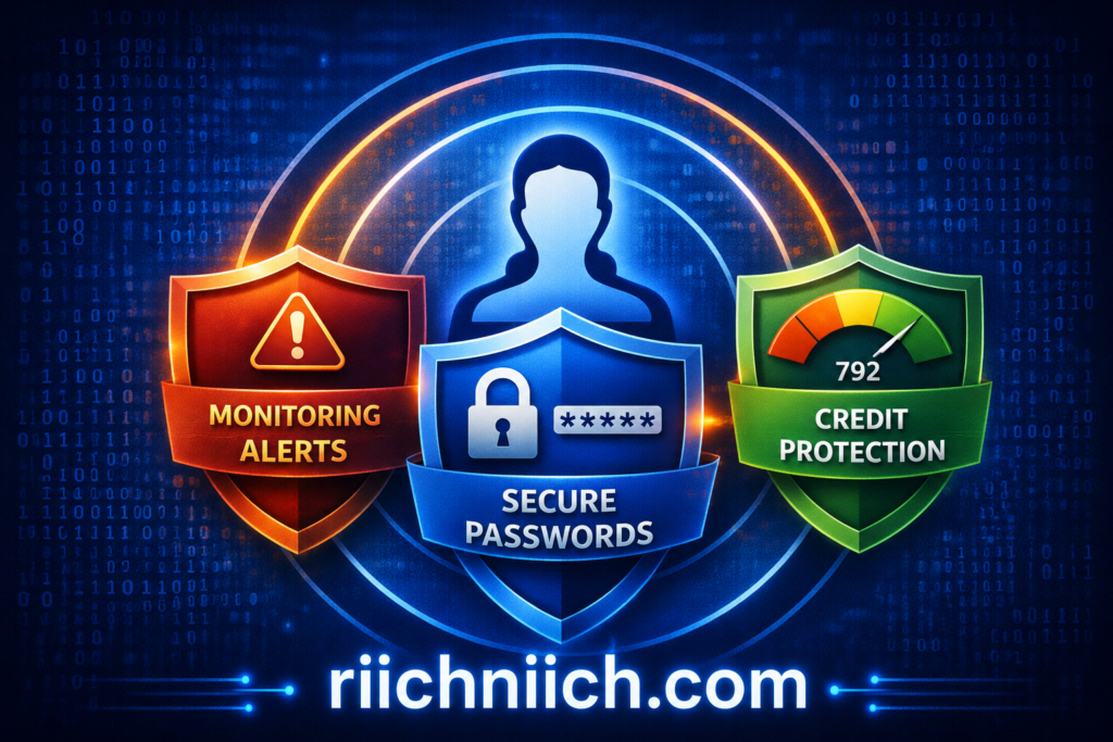 how identity theft happens: Cybersecurity and finance protection graphic