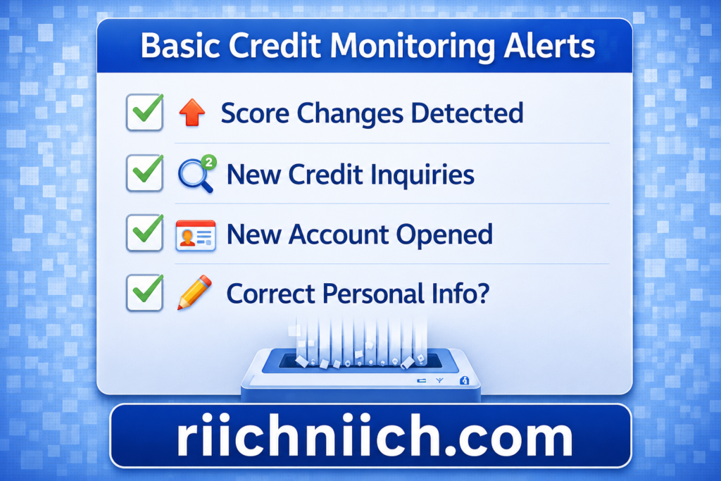 Is Aura Better Than Free Credit Monitoring: Basic credit monitoring alerts infographic