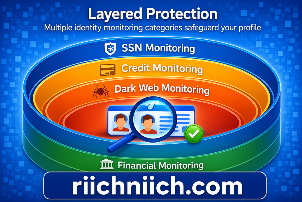 Is Aura Better Than Free Credit Monitoring: Layered protection overview infographic