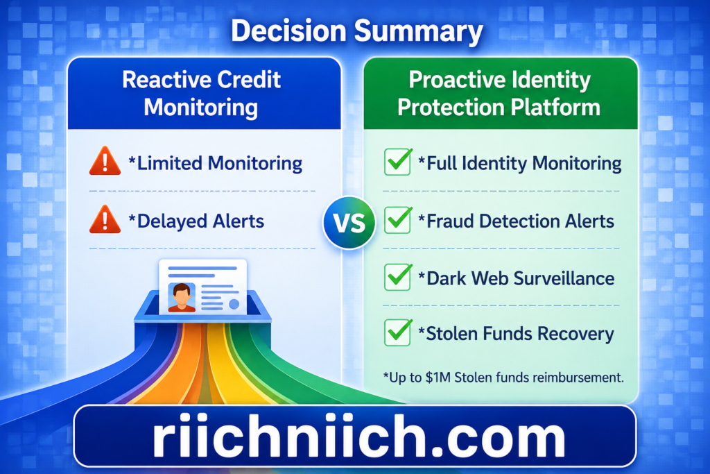 Is Aura Better Than Free Credit Monitoring: Decision summary: reactive vs proactive protection