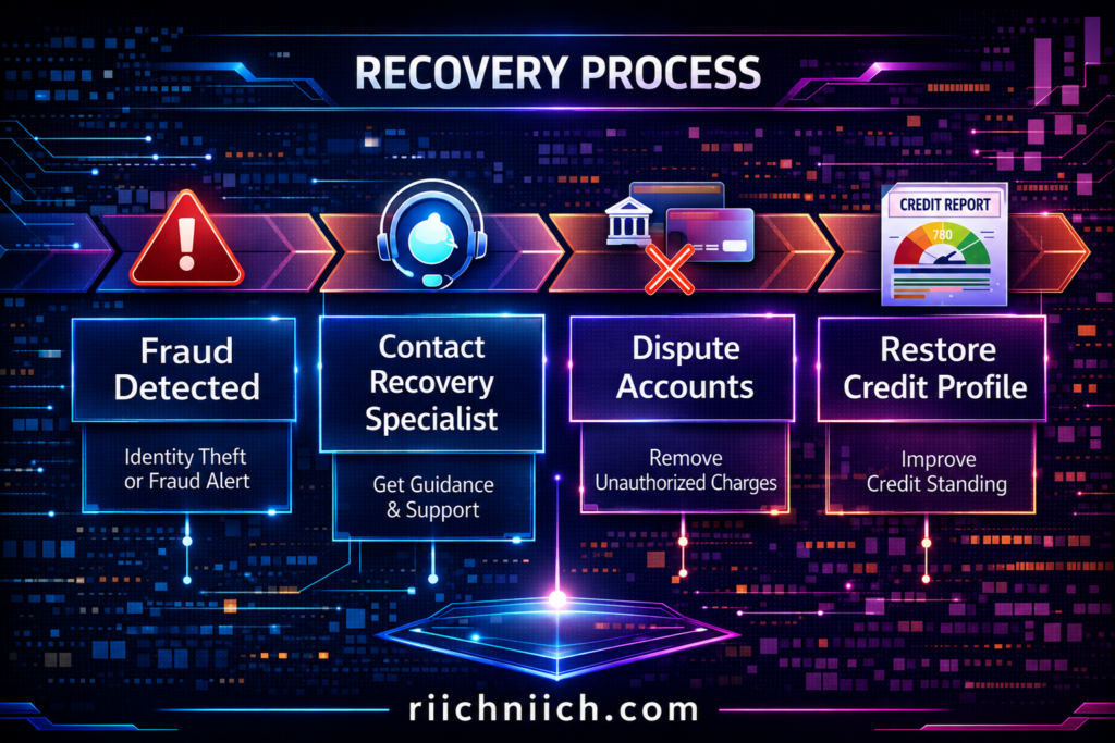 Aura vs Experian IdentityWorks: Digital recovery process: tech interface display