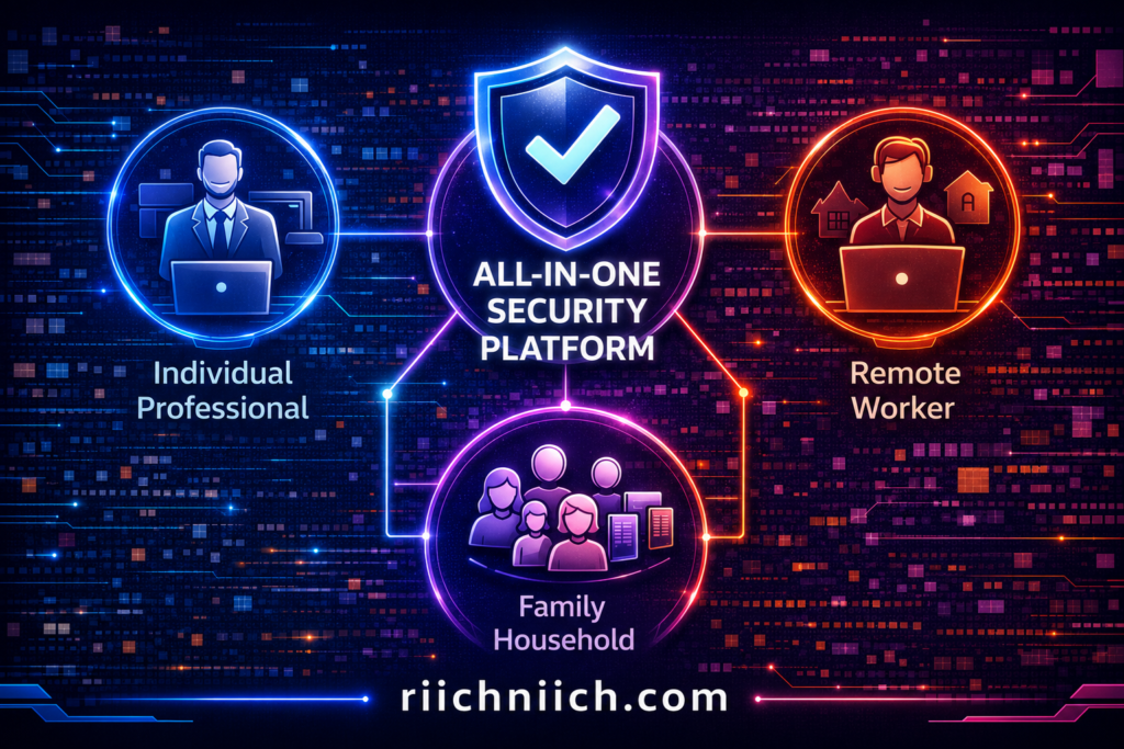 Aura vs Experian IdentityWorks: All-in-one security platform infographic