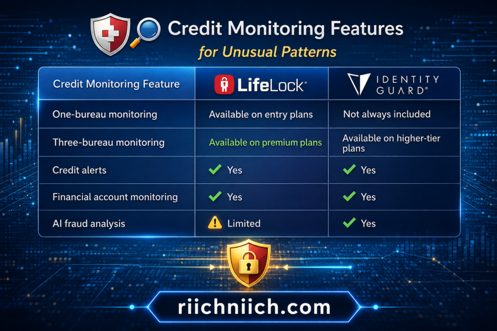 LifeLock vs Identity Guard: Credit monitoring comparison chart