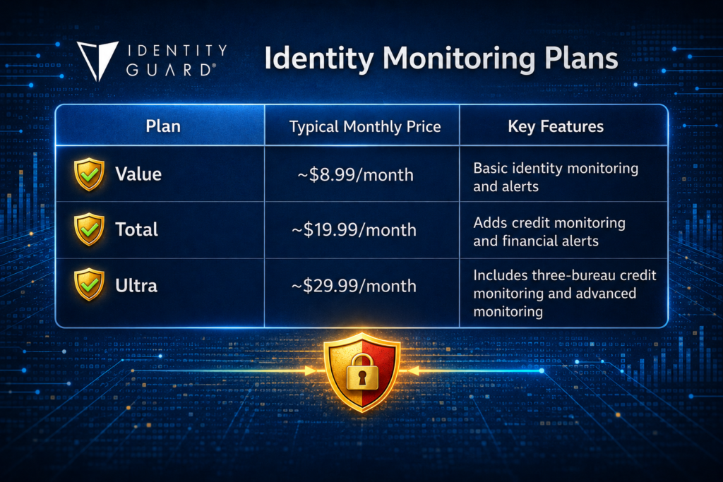 LifeLock vs Identity Guard: Identity monitoring plans comparison chart