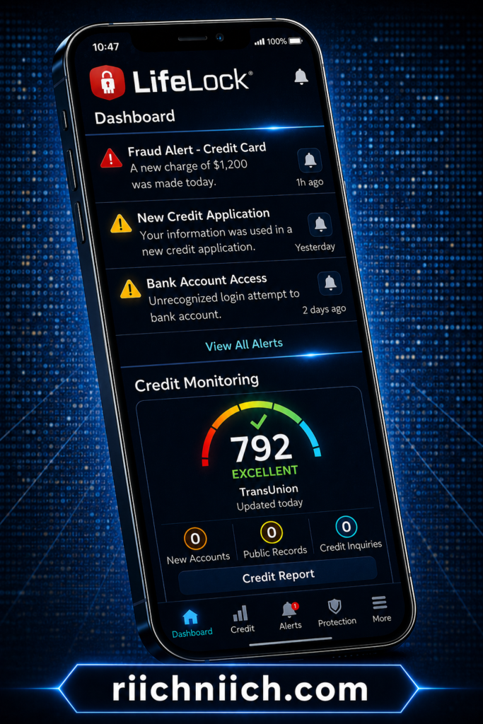 LifeLock vs Identity Guard: Tech security dashboard on smartphone display