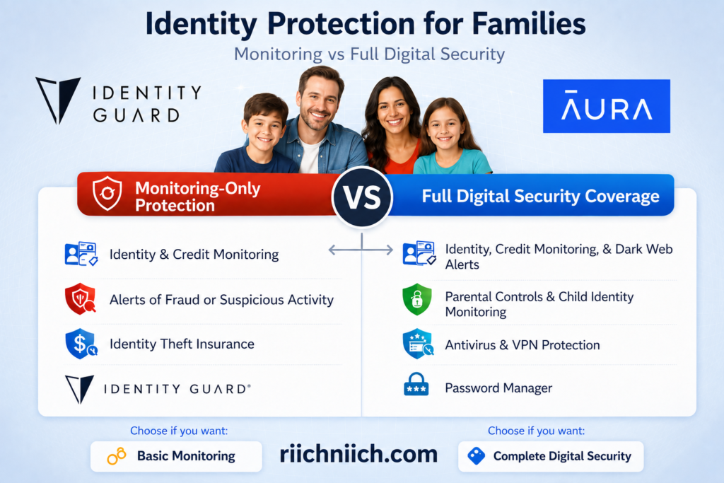 Aura vs Identity Guard: Identity protection comparison for families