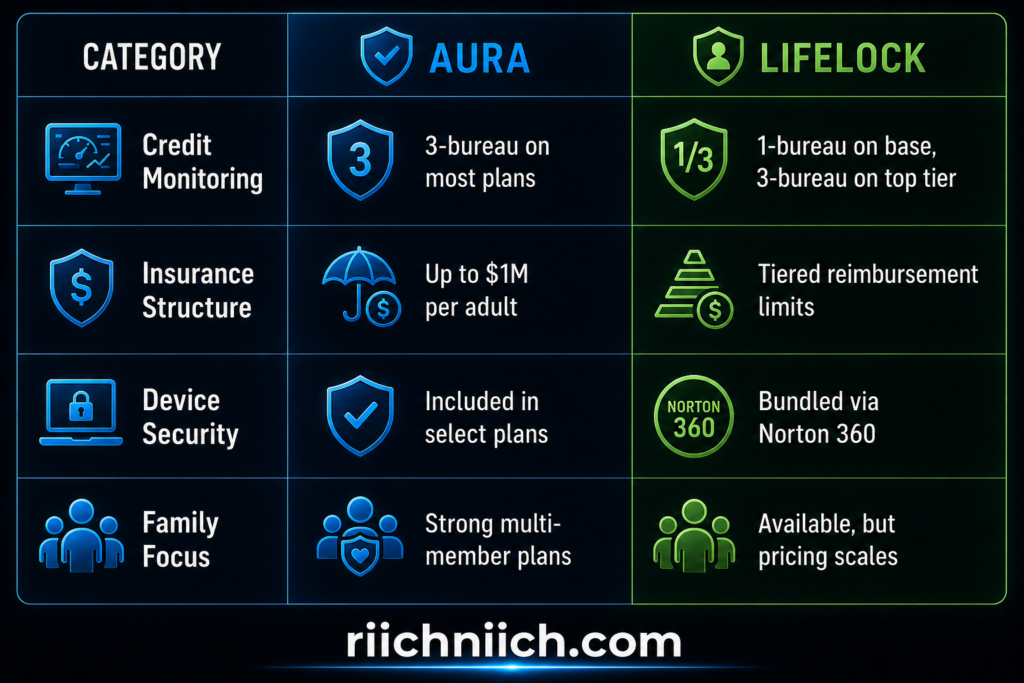 Aura vs LifeLock: Aura vs LifeLock comparison chart