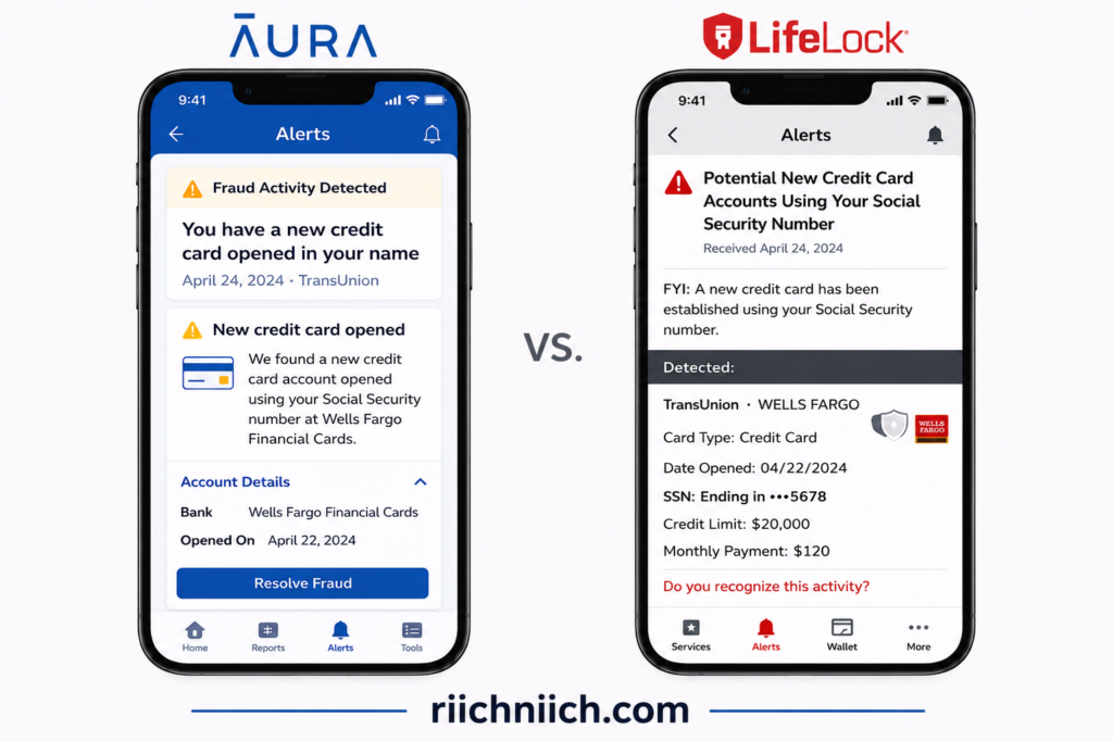 Aura vs LifeLock: App comparison: fraud alert features