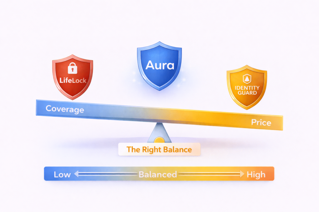 Aura vs LifeLock: Identity protection services comparison infographic