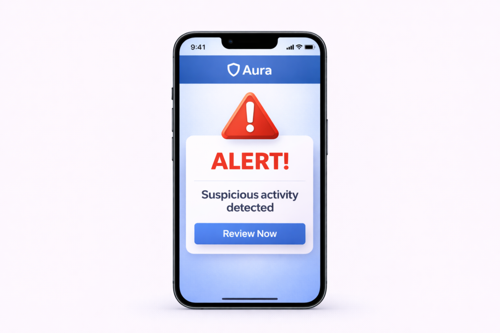 Aura vs LifeLock: Smartphone alert from Aura security