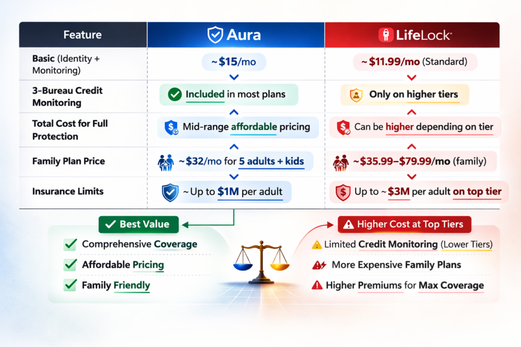 Aura vs LifeLock: Aura vs LifeLock comparison chart