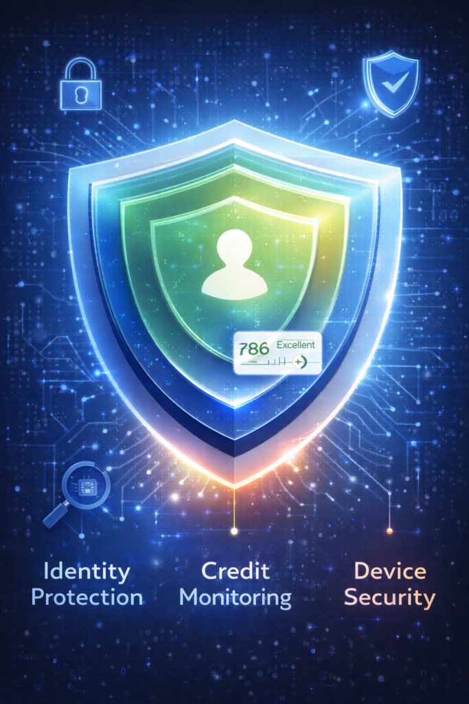 Aura vs Identity Guard: Digital security shield layers diagram