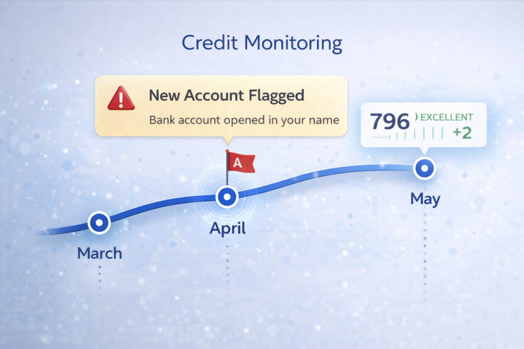 Aura vs Identity Guard: Credit score progress with alert flag