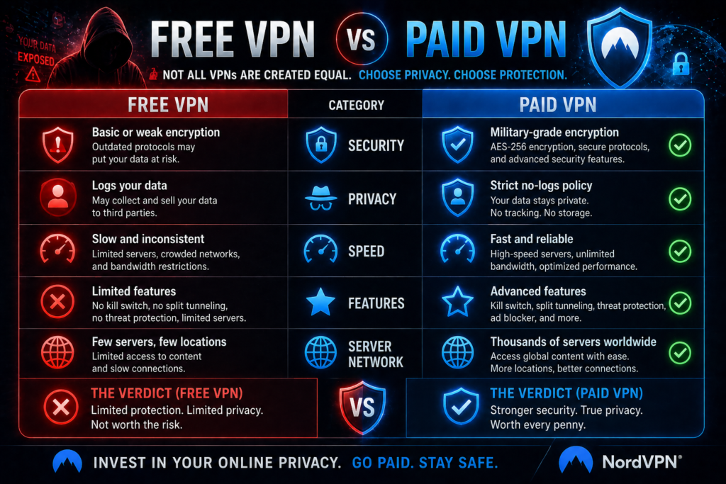 is NordVPN worth it: Free vs paid VPN comparison