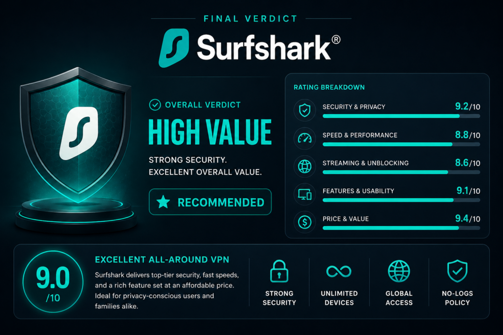 Is Surfshark Worth It: Final verdict: Surfshark VPN review