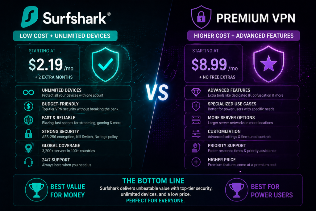 Is Surfshark Worth It: Surfshark vs Premium VPN comparison