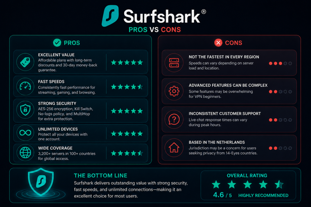 is surfshark worth it: Surfshark VPN pros and cons comparison