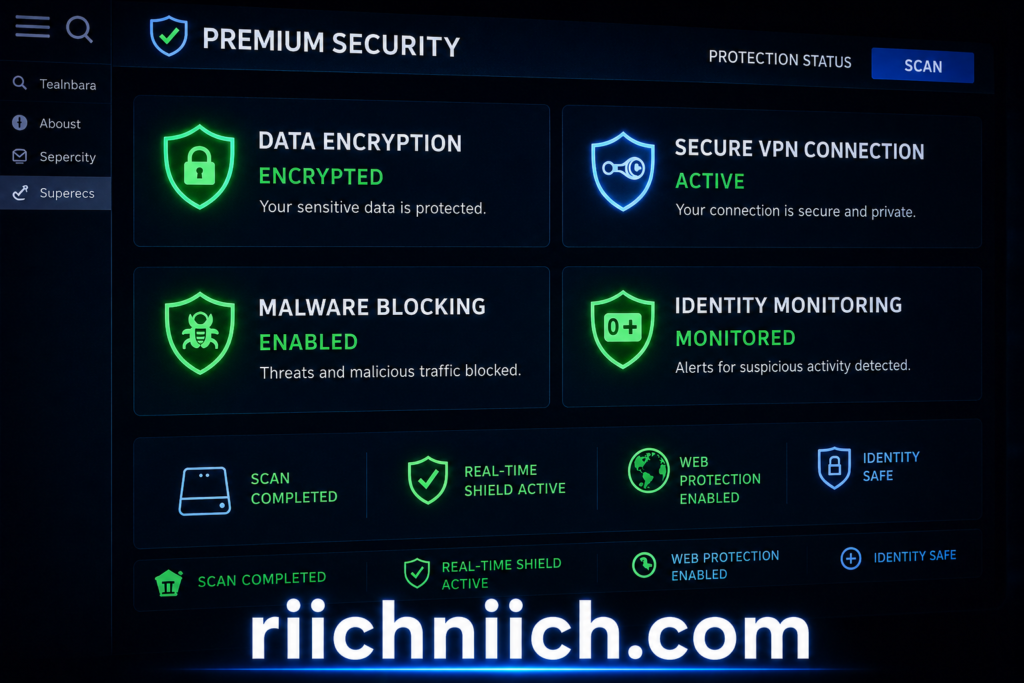 public WiFi dangers: Futuristic premium security dashboard