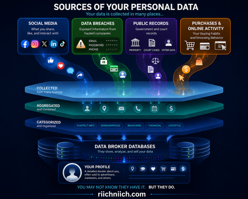 Is Incogni worth it: Sources of personal data infographic