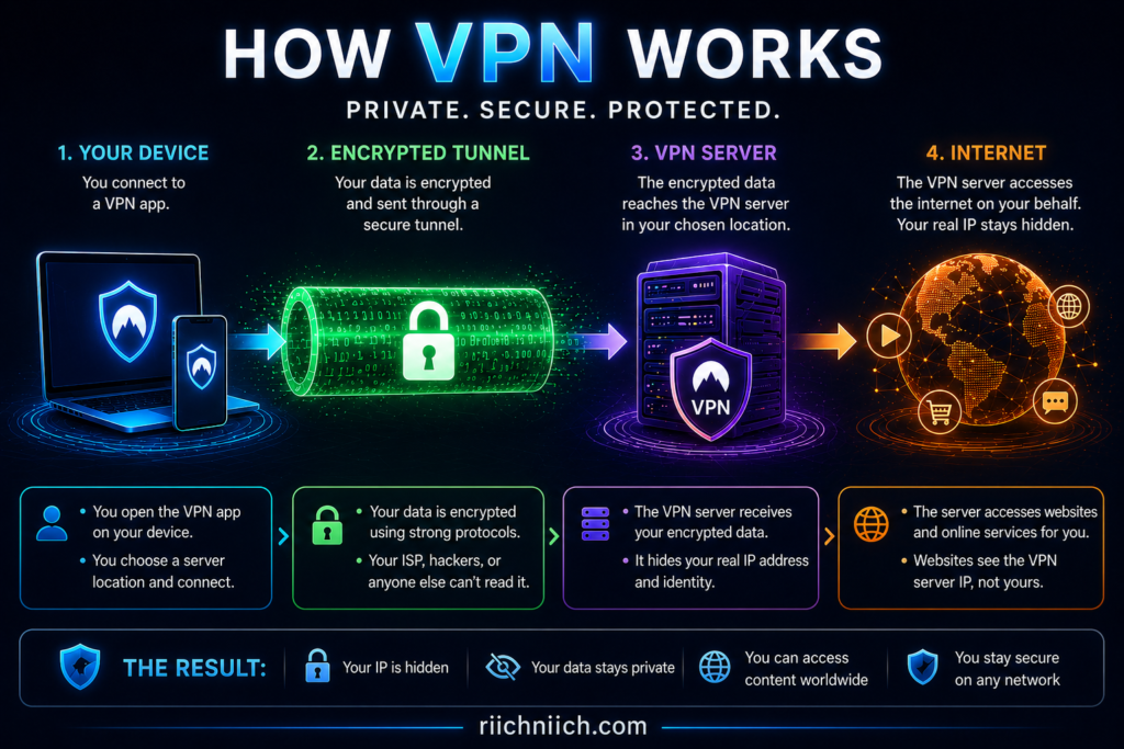 is NordVPN worth it: How VPN works infographic