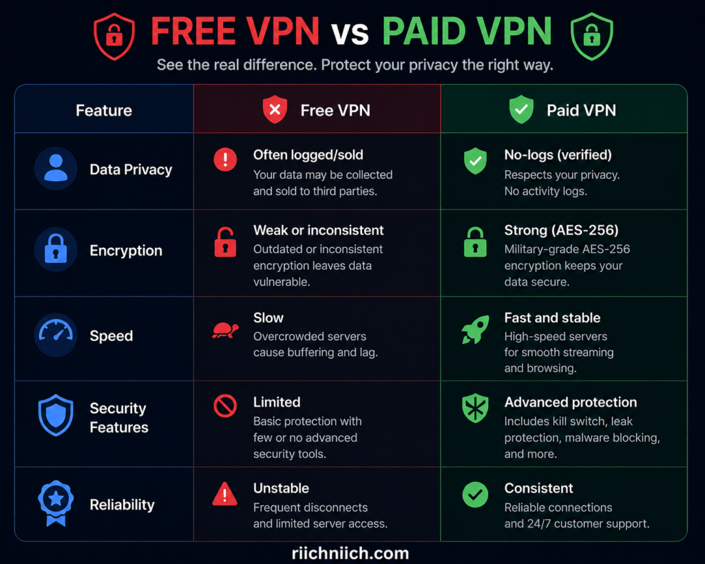 best VPN for privacy: Free vs paid VPN comparison