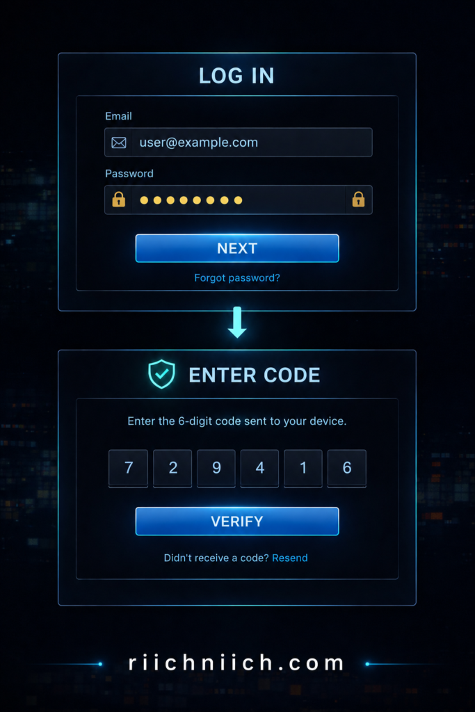 Cybersecurity Tips Everyone Should Know: Futuristic login and 2FA interface