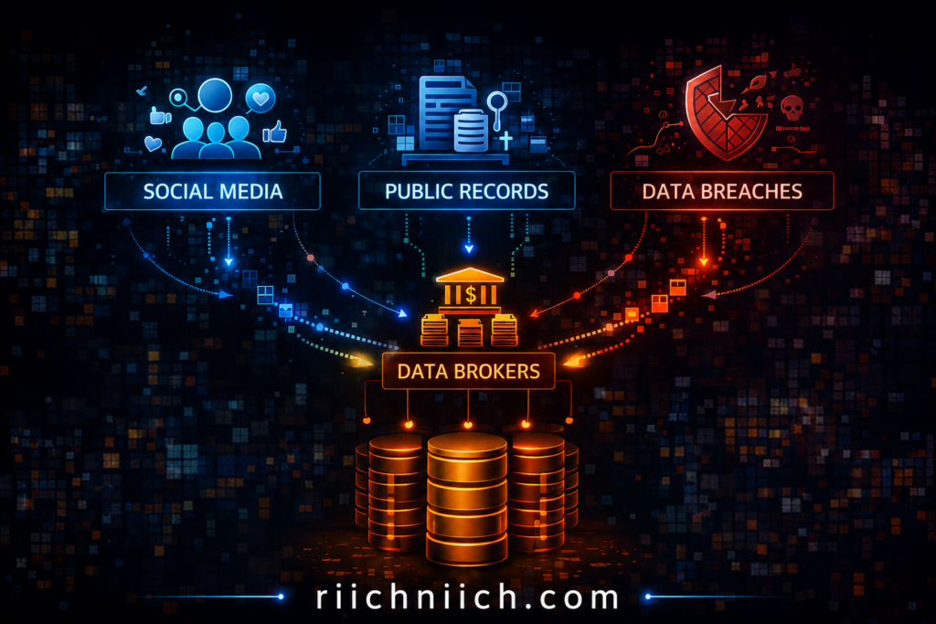 Cybersecurity Tips Everyone Should Know: Digital data flow and network hub