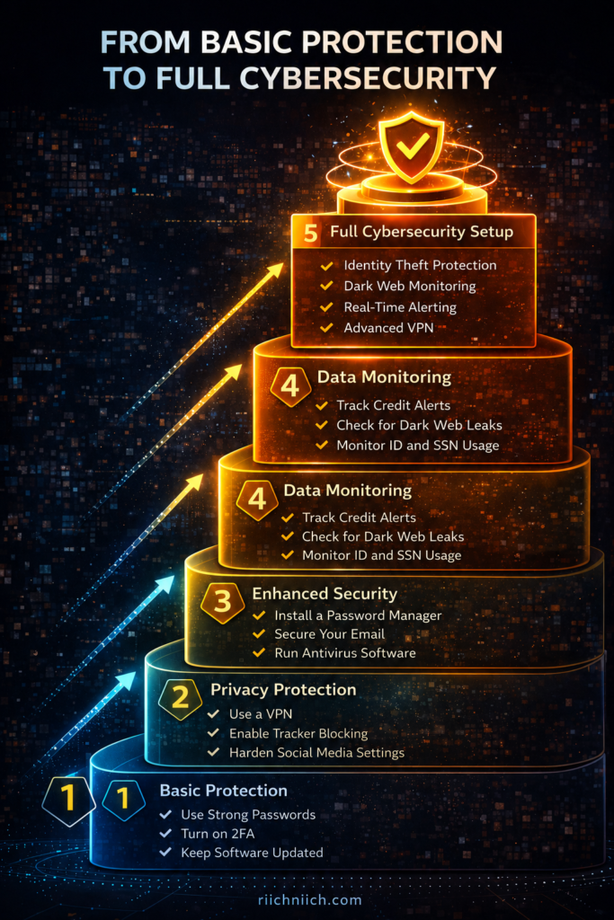 Cybersecurity Tips Everyone Should Know: Cybersecurity progress infographic design