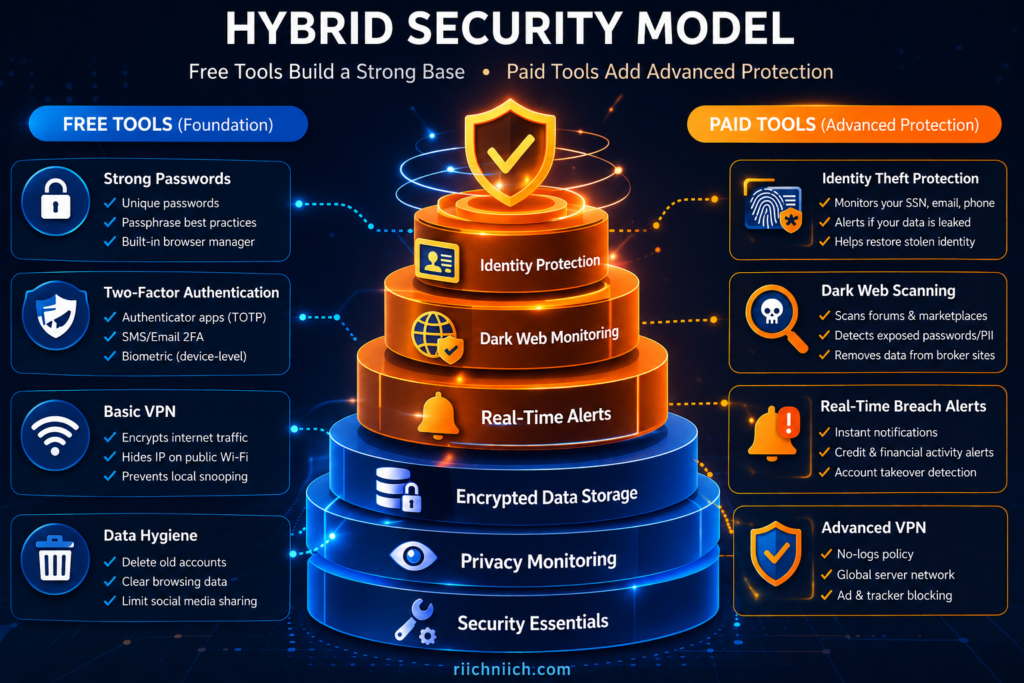 Cybersecurity Tips Everyone Should Know: Hybrid security model infographic