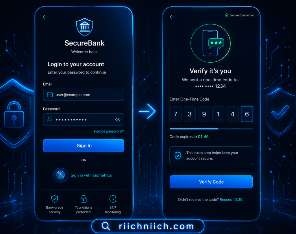 Is online banking safe: Futuristic mobile banking interface concept