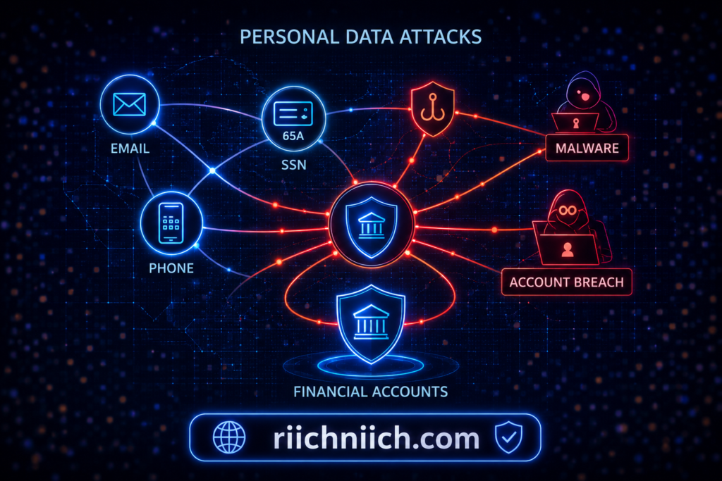 Is Online Banking Safe: Personal data attack vectors infographic