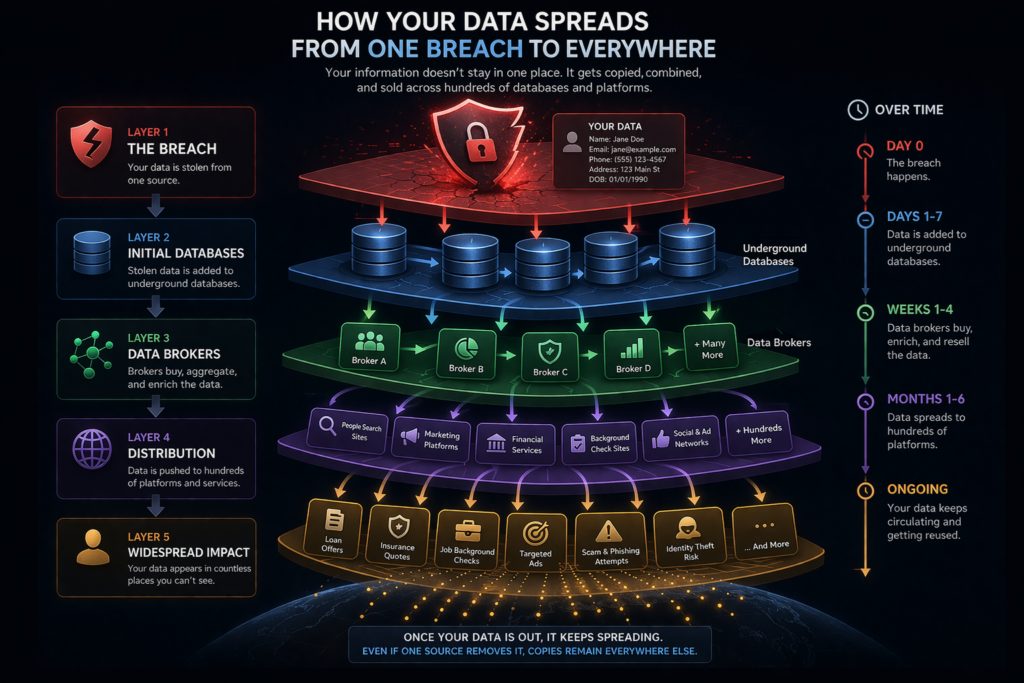 how to remove your personal information from the internet: How data breaches spread over time